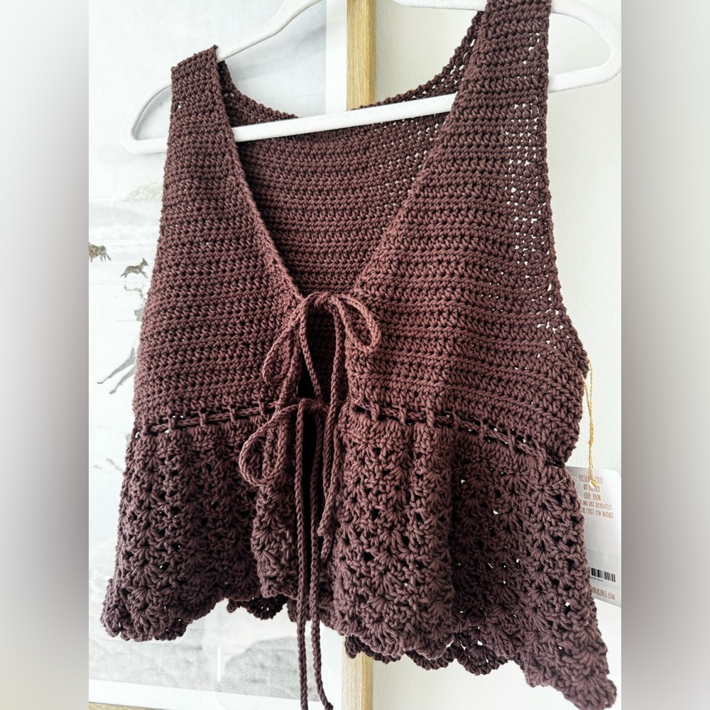 Brown Crochet Vest